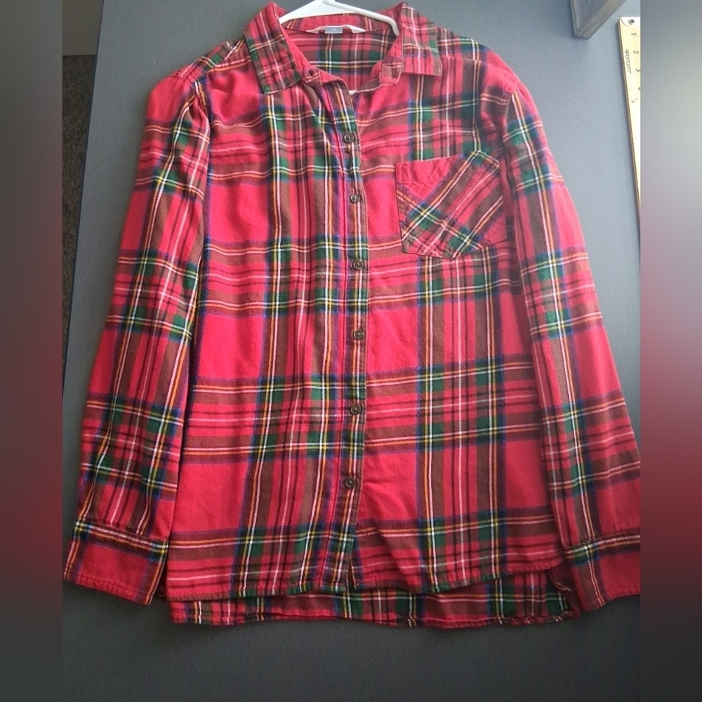 Old Navy The Classic Shirt Red Tartan Plaid Cotton XL